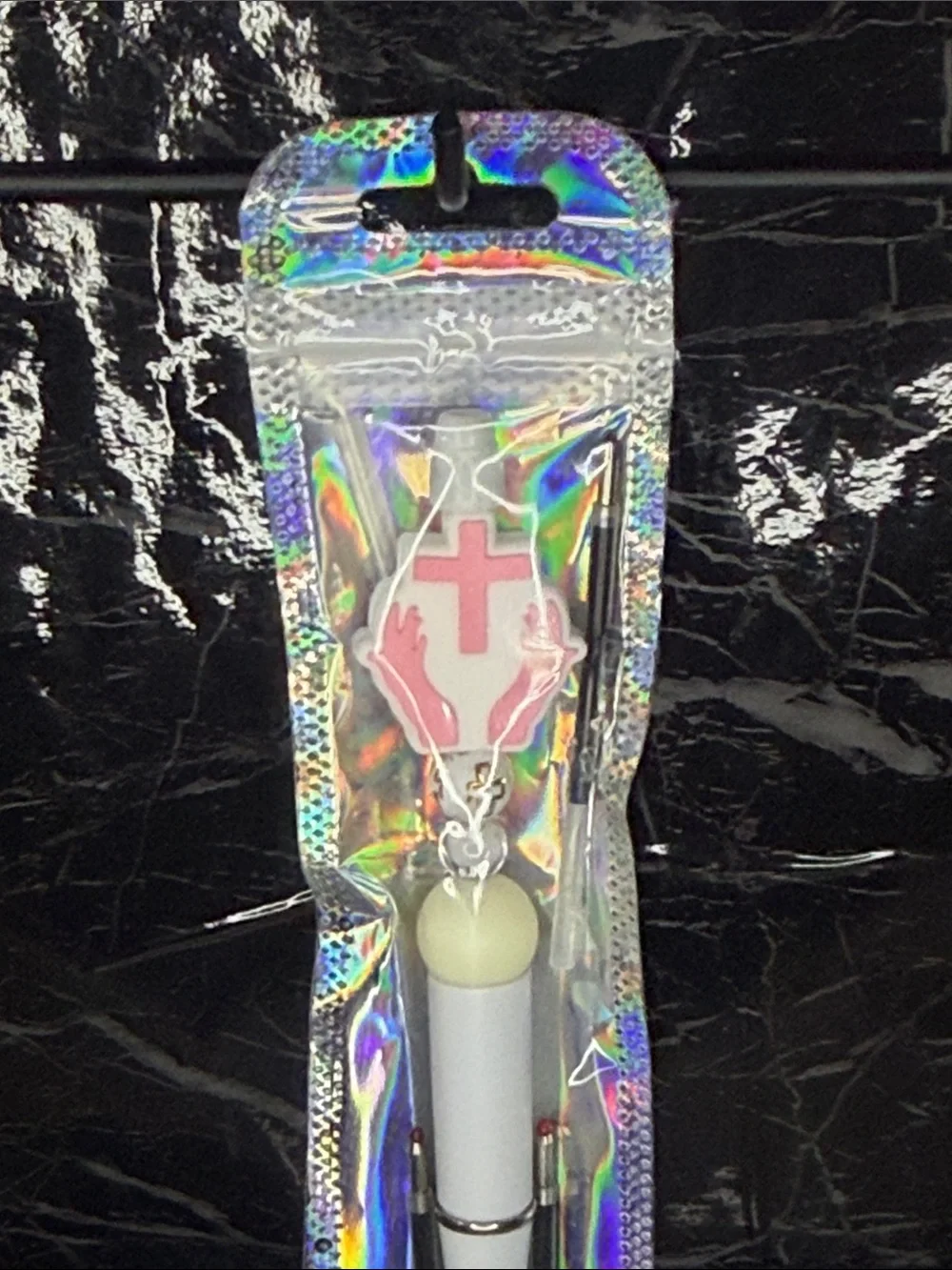 Pink Cross Focal Bead Pen Black and Blue ink
